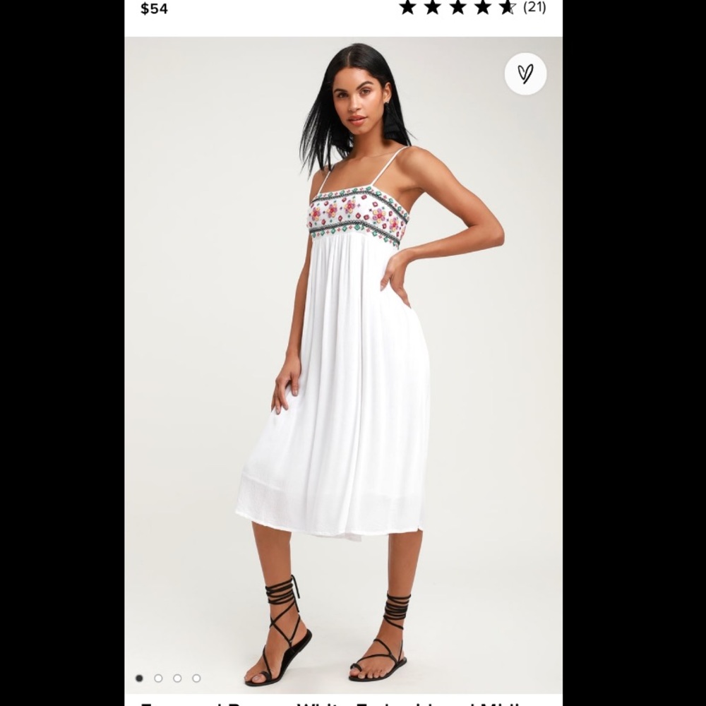Free and Breezy White Embroidered Midi Dress